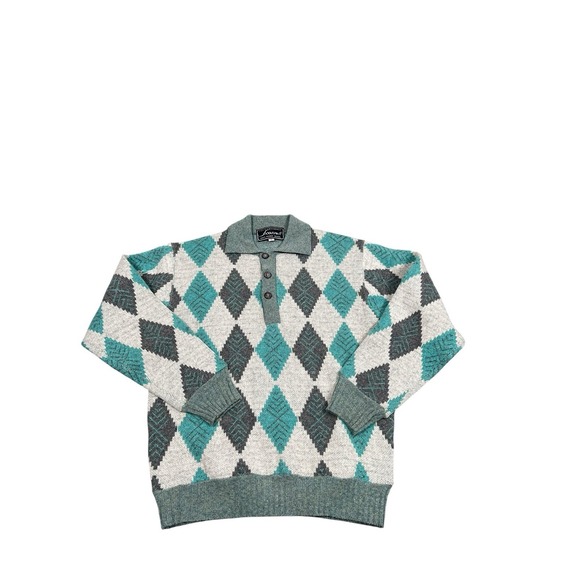 Anor Sweaters - Vintage 1940s 1950s Anor‎ Leaf Patterned Rockabilly wool sweater Top Size Medium